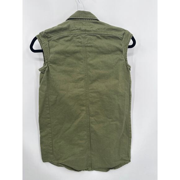 Zadig & Voltaire Teen Girls Military Style Shirt Dress 138/ US 10 Green - Picture 3 of 5